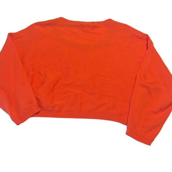CAbi Piccolo Tiger Lily Orange Cropped Cotton Shrug Cardigan Size Medium - Picture 3 of 10